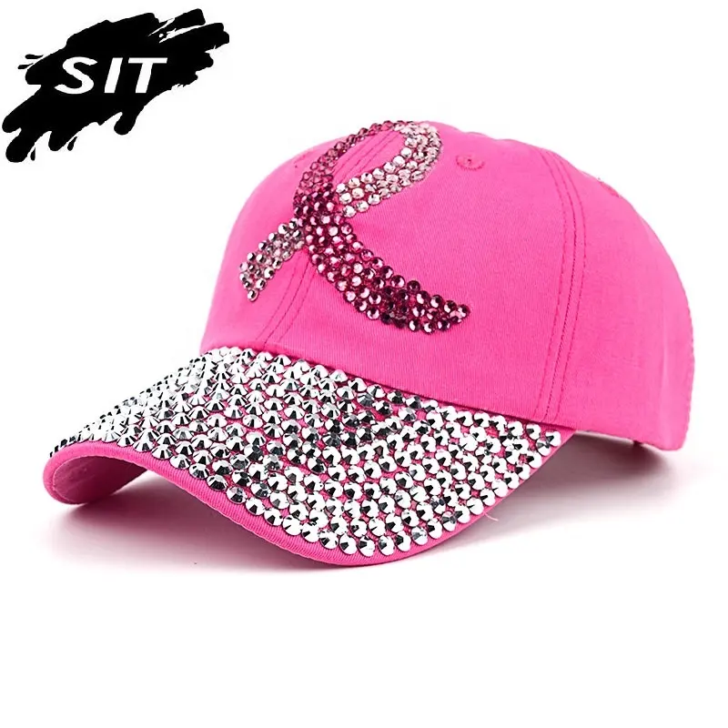 Atacado Rhinestone Decorado Cap Exclusivos Bonés de Beisebol chapéus para Mulheres