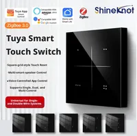 Shineknot pour interrupteur intelligent Zigbee 3.0, 1/2/3/4 voies, panneau tactile en verre, interrupteur mural, compatible Alexa et Google Home, maison intelligente