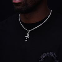 Pendentif en argent 925 avec moissanite ronde taille brillant, style hip-hop, pour femmes et hommes