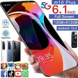 Smartphone m10plus hd mtk6763, telefone celular, tela de 6.1 polegadas, all-in-one, com reconhecimento facial, grande memória