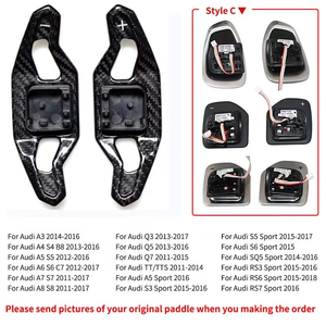 Palette de changement de vitesse SYPES pour <span class=keywords><strong>Audi</strong></span> A3 S3 RS3 A4 A4L A5 RS3 S4 RS4 A5 S5 S6 S7 RS6 RS5 RS 6 RS7 Q5 Q7 Palette de changement de vitesse personnalisée en fibre de carbone - Product Image 3