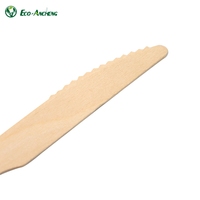 Ensemble de vaisselle jetable biodégradable en bois de bouleau au design moderne, avec cuillère, fourchette et couteau de 200 mm, idéal pour les voyages (vente en gros)