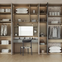 Armoire de chambre intégrée du sol au plafond avec coiffeuse et portes vitrées, placard multifonctionnel personnalisé OEM