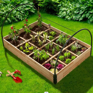 Lit de jardin surélevé en <span class=keywords><strong>bois</strong></span> facile à assembler pour l'extérieur Boîte à fleurs pour légumes Lit de fleurs avec couvercle de serre - Product Image 4