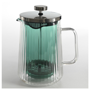 <span class=keywords><strong>Cafetera</strong></span> de vidrio de borosilicato de doble pared de colores personalizable, elaboración casera clásica, patrones artísticos verticales, función de espuma de <span class=keywords><strong>leche</strong></span> - Product Image 2