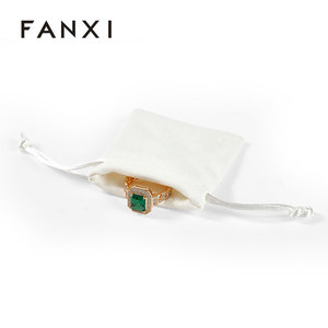 FANXI Luxury Microfiber Suede Velvet Jewelry Pouch Earring Necklace Ring <b>Bracelet</b> Brooch Jewellery Bags <b>Drawstring</b> Bag - Product Image 2