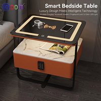 Table de chevet multifonctionnelle intelligente, chargeur sans fil LED, haut-parleur Bluetooth USB et armoire de rangement pour chambre à coucher avec verrouillage par mot de passe