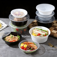 Contenants alimentaires ronds jetables en PP de qualité alimentaire avec couvercles, sans BPA et compatibles micro-ondes, pour la préparation des repas, le contrôle des portions, la vente à emporter et la restauration