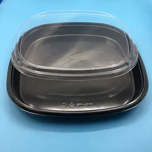 Caja Rectangular de plástico con impresión Pop de 14 pulgadas, bandeja de placa de embalaje de SM1-3110Black, queso, Chocolate, zanahoria, pastel, Sushi, Togo