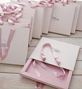Caja de Regalo Personalizada, Cajas de Papel de Regalo de Lujo para Joyería, Bolsa de Embalaje con Asa de Listón, Estampado en Caliente, Bolsa de Papel <span class=keywords><strong>Rosa</strong></span> - Product Image 1