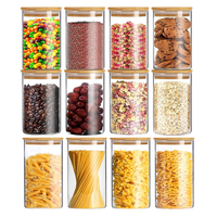 Vente en gros de pots en verre pour épices et aliments de 15 oz (450 ml), organiseurs de garde-manger, récipients de stockage en verre transparent avec couvercle en bambou