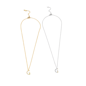 Collana con Ciondolo a Forma di G in Acciaio Inossidabile, Gioiello con Charm a Lettera G per Donna, Accessori di Moda - Product Image 2