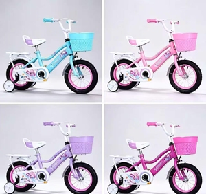 Vélo pour enfants de style dessin animé pour garçons et filles avec panier, siège et roues auxiliaires arrière. Vélo à pédales pour bébé de 12/16/20 <span class=keywords><strong>pouces</strong></span>. - Product Image 2