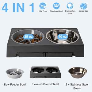 BOBITE Support de bol pour chien surélevé à 5 hauteurs réglables avec double mangeoire pour chien en acier inoxydable bols surélevés pour animaux de compagnie - Product Image 2