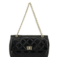 Sac à chaîne matelassé en cuir véritable noir pour femme bandoulière simple petit sac décontracté carré doublure en polyester polyvalent