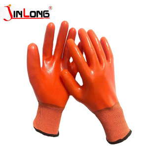 البرتقال قفازات من النيلون 13 مقياس تنفس المغلفة كامل pvc للماء قفازات من اللاتكس - Product Image 4