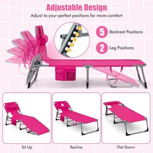Chaise longue <span class=keywords><strong>de</strong></span> plage pliable avec dossier réglable et <span class=keywords><strong>poche</strong></span> latérale, structure métallique, idéale pour le camping, la piscine et les vacances en bord <span class=keywords><strong>de</strong></span> mer - Product Image 5