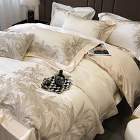 Ensemble de couette haut de gamme de luxe 500TC couvre-lit floral brodé personnalisé et housse de couette motif imprimé au lavage en Machine