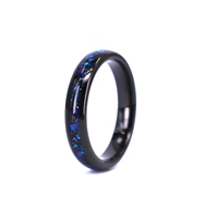 Bague de mariage en carbure de tungstène noir opale de feu bleue écrasée de 4mm pour hommes et femmes Design de bague à la mode