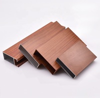 Profilés en aluminium à rupture de pont thermique Double U pour clôture, couleur bois, et profilés en aluminium pour plafond