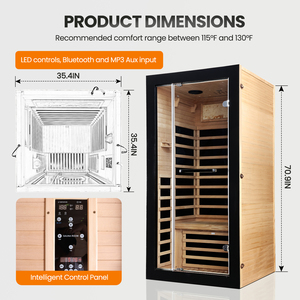 Cabina de Sauna de Madera de Hemlock Canadiense con Calefacción por Infrarrojos Lejanos de 120V, Cabina de Sauna con Barra de Oxígeno Plateada para Centro de Spa en Casa - Product Image 6