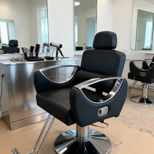 Chaise de barbier hydraulique noire pivotante à 360 degrés, chaise de coiffure inclinable avec repose-pieds - Product Image 1