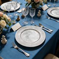 Assiettes de présentation modernes en PP, motif doré/argenté, 33 cm, résistantes aux rayures, pour centres de table de mariage et usage domestique