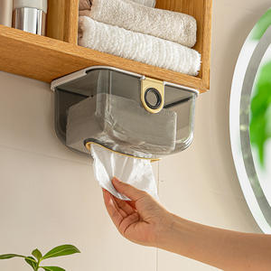 Boîte à mouchoirs murale de luxe, rectangulaire, translucide, blanc glacé, gris châtain, multi-usages, salle de bain, cuisine, papier toilette - Product Image 5