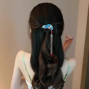 Accesorios Antiguos, Borla de Abanico, Estilo Nacional Invertido, Horquilla Escalonada, Peineta <span class=keywords><strong>para</strong></span> el Cabello con <span class=keywords><strong>Ropa</strong></span> China, <span class=keywords><strong>para</strong></span> Mujer - Product Image 3