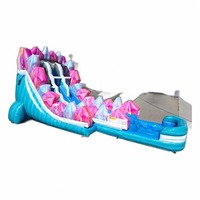Tobogán Acuático Inflable Híbrido de PVC de Doble Carril FAN BOUNCE Sapphire Summit de 18 pies