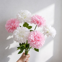 Bunga Dahlia Sutra Buatan Grosir Tangkai Tunggal untuk Vas Centerpiece, Tangkai Bunga Dahlia Realistis untuk Latar Belakang Pernikahan