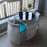 Ensemble de Table et chaise de salle à manger en rotin tissé décontracté pour petit appartement