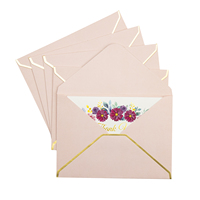 Enveloppe de mariage 13.34X8.42cm Enveloppes à rabat en V dorure rose pour carte-cadeau d'invitation d'anniversaire Carton de papier auto-scellant