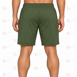 <b>Men's</b> Green Quick Dry Bermuda <b>Shorts</b> with Drawstring Waist and Front Logo Casual Fit Solid Color Casual Sweat <b>Shorts</b> for <b>Men</b> - Product Image 4