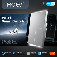 Interrupteur mural tactile intelligent WiFi TUYA MOES, télécommande, 1, 2, 3 ou 4 gangs, sans fil, pour éclairage LED