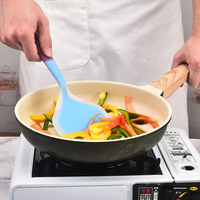 Spatula Silikon Tahan Panas Kepala Lebar Anti Lengket Aman untuk Steak Ikan Telur Menggoreng Memasak Peralatan Dapur
