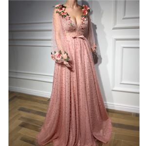 <span class=keywords><strong>Abito</strong></span> da Sposa <span class=keywords><strong>Rosa</strong></span> con Maniche Lunghe in <span class=keywords><strong>Tulle</strong></span>, Perle e Fiori Fatti a Mano, Vestito da Festa di Compleanno per Donne Taglie Forti, <span class=keywords><strong>Abito</strong></span> da Sera per Cerimonie - Product Image 1
