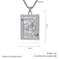 Nouveauté : Collier pendentif en acier inoxydable plaqué or 18 carats avec incrustation de strass, motif Cœur de poker, chaîne à maillons K, pour couple