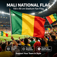 Drapeau du Mali 3x5 pieds 100% polyester personnalisé en usine pour compétition sportive nationale, promotionnel, livraison rapide avec impression numérique