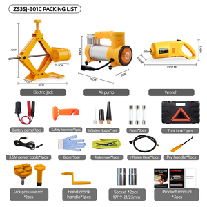 Martinetto Elettrico a Forbice da 3 Tonnellate 12V, Kit Riparazione Auto 3 in 1 con Avvitatore a Impulsi, Gonfiatore Pneumatici e Luce LED, Set Attrezzi Portatile per Auto - Product Image 6