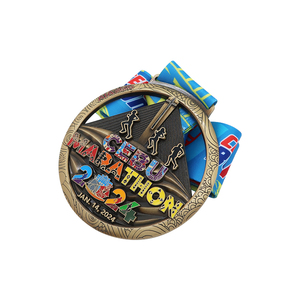 Medallas de Maratón Deportivas Modernas Personalizadas al por Mayor, Chapado en Bronce Antiguo, Imitación de Esmalte Duro, Color Irregular - Product Image 5