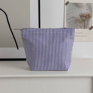 Bolsa <span class=keywords><strong>de</strong></span> <span class=keywords><strong>Maquillaje</strong></span> <span class=keywords><strong>de</strong></span> Lona a Rayas Pequeña al por Mayor, Estuche Portátil con Cierre para Viaje, Impresión Personalizada, Regalo Promocional - Product Image 6