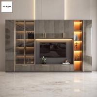 Meuble TV de salon moderne et luxueux - Meuble TV en bois massif personnalisable et écologique avec rangement