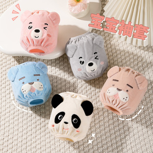 Childrens Cartoon Panda Sleeves Milk White Antifouling Protective Cuffs For Boys And Girls - Product Image 2