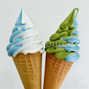 Kit de modèles de crème glacée en plastique de 17 cm à double saveur, effet tourbillon, technique mousse, saveurs artificielles Matcha et Framboise Bleue, pour cornets à gaufres de crème glacée molle, usage café - Product Image 2