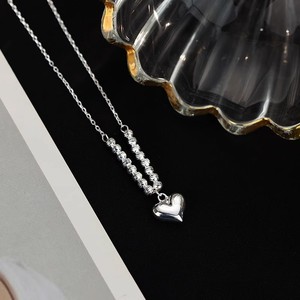 925 Sterling Silver Heart Necklace White Gold Plated Copper Lucky Charm Pendant For Women Gift Minimalist Clavicle Chain - Product Image 3