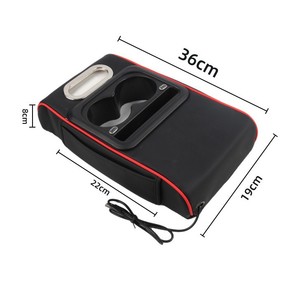 Car Armrest Box Mat With USB Charging Universal Center <b>Console</b> Pad Leather <b>Black</b> Red Trim - Product Image 2