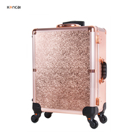 Valise de Maquillage Professionnelle à LED, en Aluminium, Durable, pour Cosmétiques et Bonbons, avec Roulettes