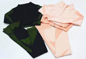 Phụ Nữ Dài Tay Áo Cộng Với Kích Thước 3XL 4XL Yoga Đặt Phòng Tập Thể Dục Quần Áo Tập Thể Dục Tập Thể Dục Crop Top Cao Eo Liền Mạch Xà Cạp 2Pcs Thể Thao Phù Hợp Với - Product Image 5