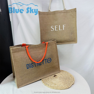 Stock Low MOQ Price Recycle <strong>Plain</strong> Cotton Jute Shopping Tote <strong>Bag</strong> With Different Color <strong>Handle</strong> Packaging Snack Food - Product Image 2